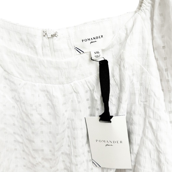 NWT Pomander Place Tuckernuck Bonnie Textured Square Neck Top White - Picture 4 of 6